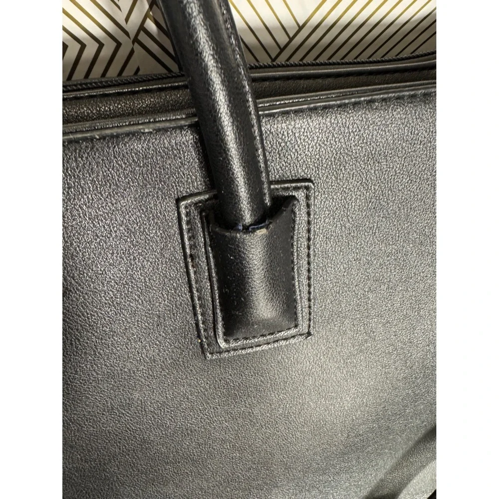 Pixie‎ Mood Greta Work Tote Bag Black Vegan Leather Laptop Briefcase Crossbody
